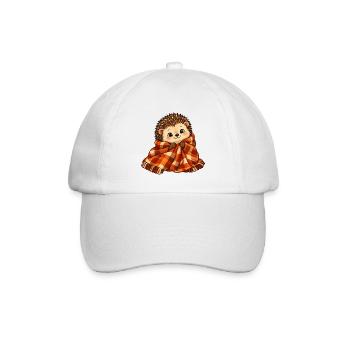 Kuscheliger Igel mit Plaidschal - Baseballkappe - Weiß/Weiß - Vorne