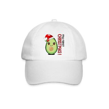 Mein erstes Weihnachten, Avocado Baby - Baseballkappe - Weiß/Weiß - Vorne