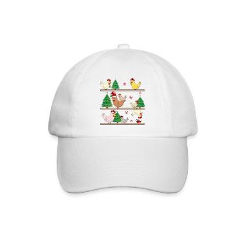 Weihnachten Hühnerstall Hühner - Baseballkappe - Weiß/Weiß - Vorne