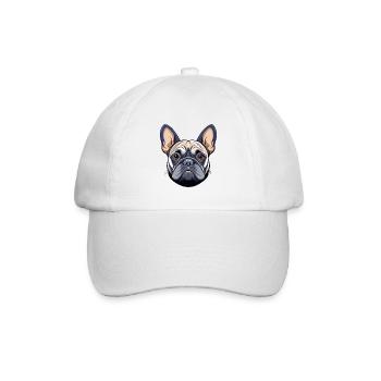 Französischer Bulldoggenkopf - Baseballkappe - Weiß/Weiß - Vorne