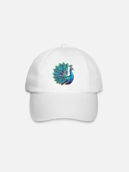 Poly Stil Pfau - Baseballkappe - Weiß/Weiß
