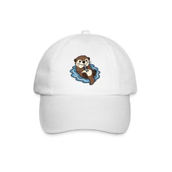 Otter Fisch Wasser Niedlich Tier Vektor Shirt - Baseballkappe - Weiß/Weiß - Vorne