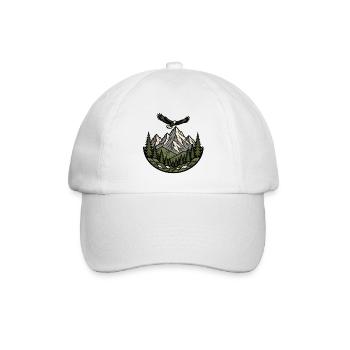 Berge Adler Wald Emblem Wandern Natur Vektor Shirt - Baseballkappe - Weiß/Weiß - Vorne