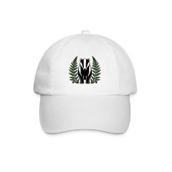 Dachs Farne Wald Tiere Heimisch Natur Vektor Shirt - Baseballkappe - Weiß/Weiß - Vorne