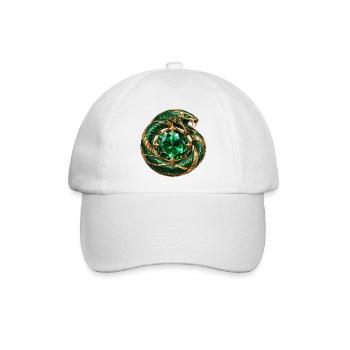 Smaragdgrüner Ouroboros - Baseballkappe - Weiß/Weiß - Vorne
