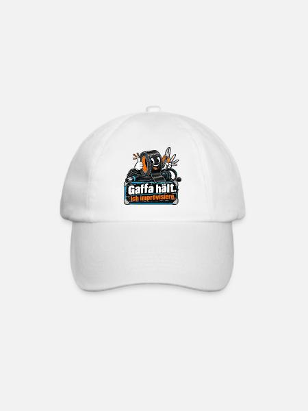 Gaffa hält. Ich improvisiere. - Baseballkappe - Weiß/Weiß