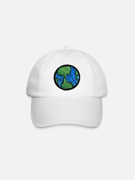 Earth Globe Aquarell - Baseballkappe - Weiß/Weiß