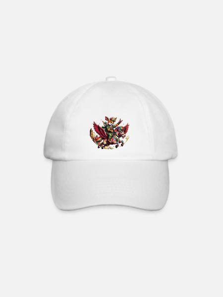 Punk Bunny-Waldelfe auf Regenbogen-Zebra-Einhorn - Baseballkappe - Weiß/Weiß