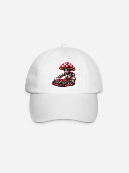 Cyberpunk_Mushroom_Robot_DJ - Baseballkappe - Weiß/Weiß