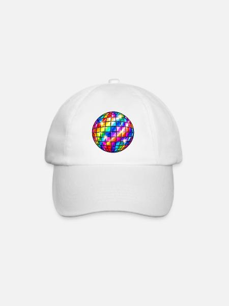 Regenbogen-Disco-Sphäre - Baseballkappe - Weiß/Weiß