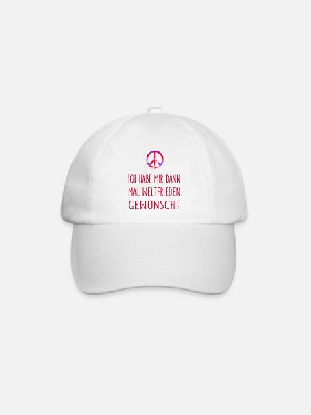 Ich habe mir dann mal Weltfrieden gewünscht - rot - Baseballkappe - Weiß/Weiß