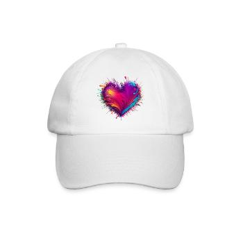 Valentinstag | Buntes Herz | Colorful Heart - Baseballkappe - Weiß/Weiß - Vorne
