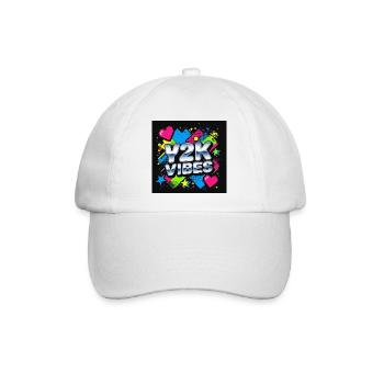 Y2K Vibes Neon Design - Baseballkappe - Weiß/Weiß - Vorne