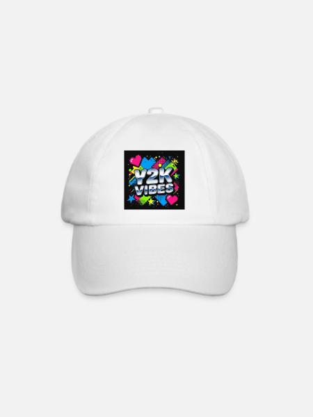 Y2K Vibes Neon Design - Baseballkappe - Weiß/Weiß