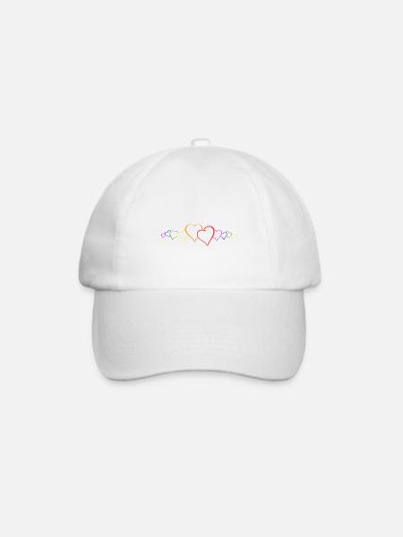 LGBT Herzen Gay Pride Love CSD Hearts - Baseballkappe - Weiß/Weiß