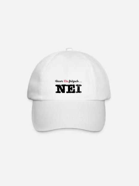Nei | Schweizerdeutsch | Schweiz | Frau Kinder - Baseballkappe - Weiß/Weiß