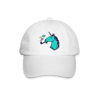 Einhorn + Pfeife + Tattoo - Baseballkappe - Weiß/Weiß - Vorne