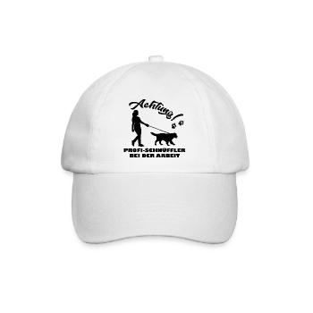 Achtung Profi Schnüffler Geschenk Mantrailing - Baseballkappe - Weiß/Weiß - Vorne