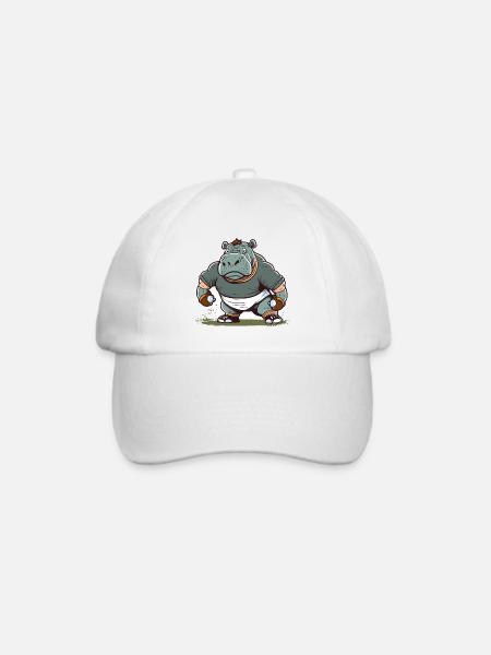 Nilpferd-Gedränge - Baseballkappe - Weiß/Weiß