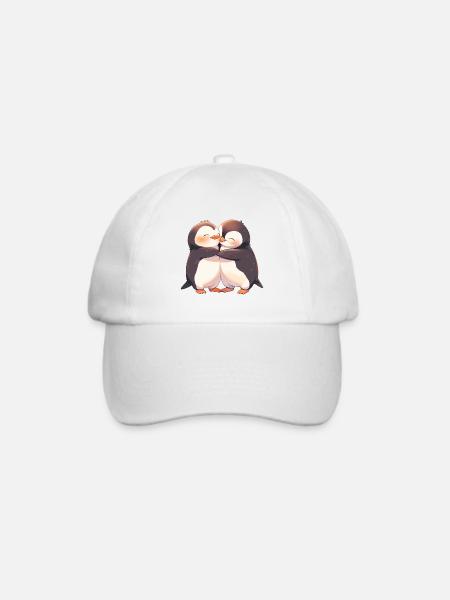Pinguin Herz Liebe Süß Umarmung Pinguinliebe - Baseballkappe - Weiß/Weiß