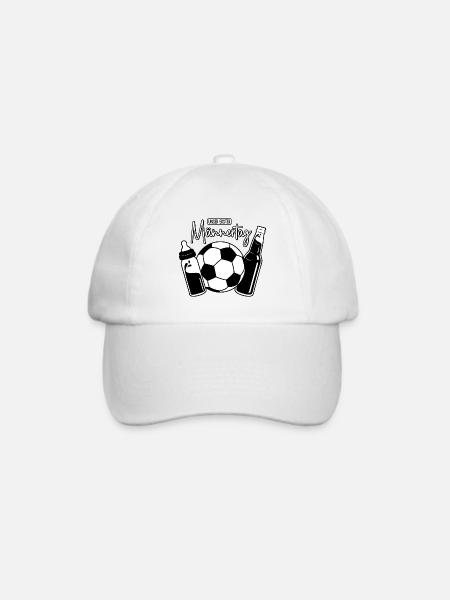 Fußball Papa Sohn Baby - Unser erster Männertag - Baseballkappe - Weiß/Weiß