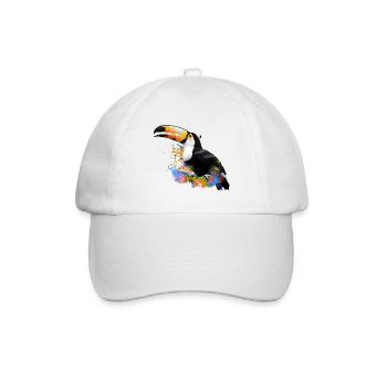 Farbige Toucan-Illustration - Baseballkappe - Weiß/Weiß - Vorne
