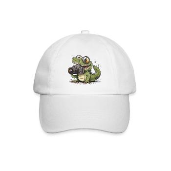 Schnappschuss Glückliches Reptil - Baseballkappe - Weiß/Weiß - Vorne