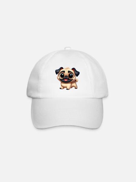 Mops 7 - Baseballkappe - Weiß/Weiß