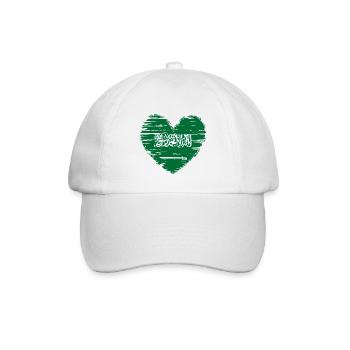 Saudi Arabien Herz Flagge Fahne Wappen - Baseballkappe - Weiß/Weiß - Vorne