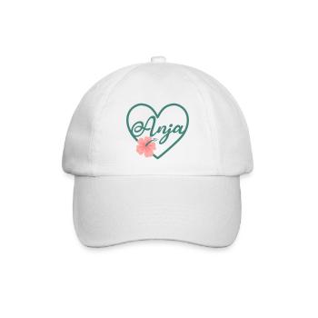Anja Mädchenname Vorname Name Herz - Baseballkappe - Weiß/Weiß - Vorne