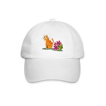 Lustiges Katzen Design - Baseballkappe - Weiß/Weiß - Vorne