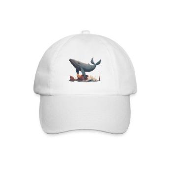 Fliegender Wal - Baseballkappe - Weiß/Weiß - Vorne