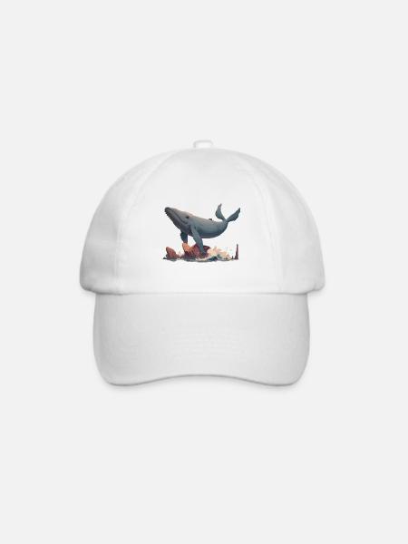 Fliegender Wal - Baseballkappe - Weiß/Weiß