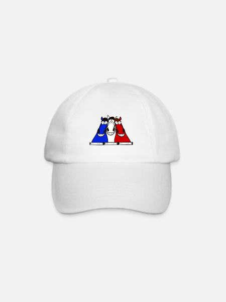 Blau Weiß Rot Pferde - Baseballkappe - Weiß/Weiß