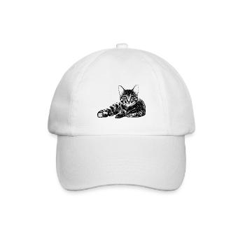 Katze Kater cat kot kat chat - Baseballkappe - Weiß/Weiß - Vorne