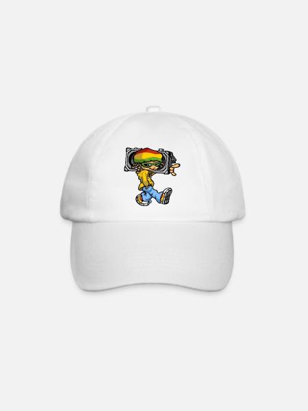 Reggae boy and radio - Baseballkappe - Weiß/Weiß