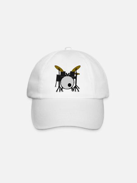 Schlagzeug / Drums - Baseballkappe - Weiß/Weiß