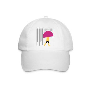 Mensch im Regen - Minimal - Baseballkappe - Weiß/Weiß - Vorne