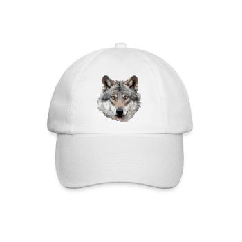 Wolf (grau) - Baseballkappe - Weiß/Weiß - Vorne