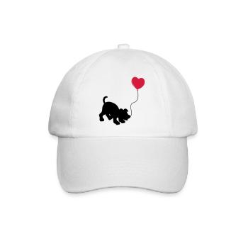 hund mit Luftballon - herz doglover - Kindermotiv - Baseballkappe - Weiß/Weiß - Vorne