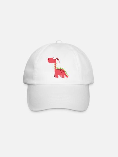 Der süße Weihnachts Dino - Weihnachten - Geschenk - Baseballkappe - Weiß/Weiß