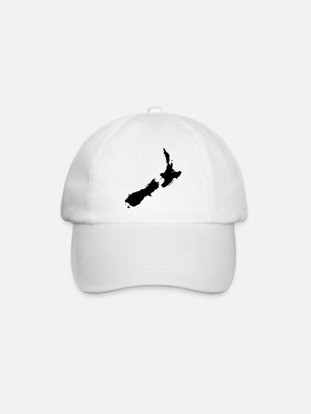 Neuseeland Karte - Baseballkappe - Weiß/Weiß
