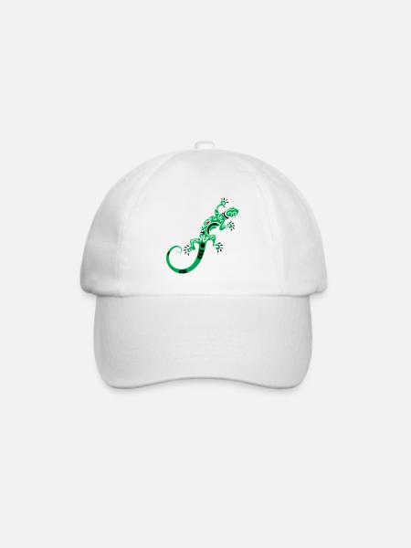 Grüner Ornamentgecko Muster - Baseballkappe - Weiß/Weiß
