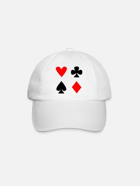 Herz Kreuz Karo Pik Poker Kartenspiel - Baseballkappe - Weiß/Weiß