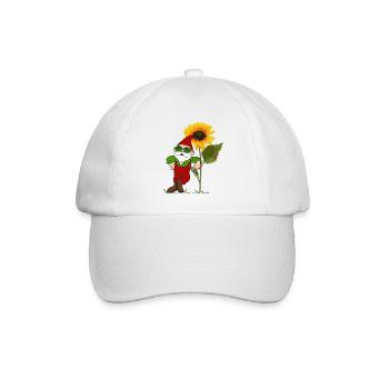 Gartenzwerg, Sonnenblume - Baseballkappe - Weiß/Weiß - Vorne