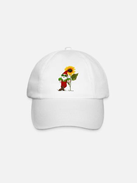 Gartenzwerg, Sonnenblume - Baseballkappe - Weiß/Weiß