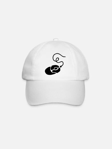 Gamer Geschenk Maus / Mouse - PC - Baseballkappe - Weiß/Weiß