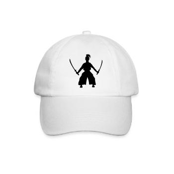 Samurai stehender japanischer Schwertkämpfer 2 Schwerter - Baseballkappe - Weiß/Weiß - Vorne