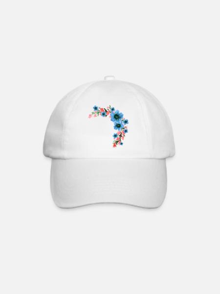 Blumen - Baseballkappe - Weiß/Weiß