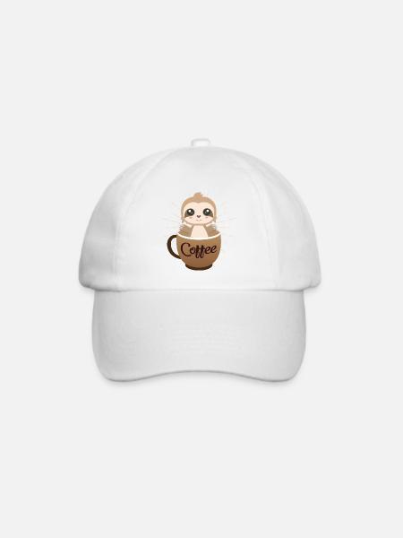 Faultier Kaffee Design - Baseballkappe - Weiß/Weiß